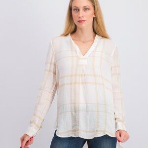 NWT Liverpool
Women Long Sleeve Blouse, White and Beige